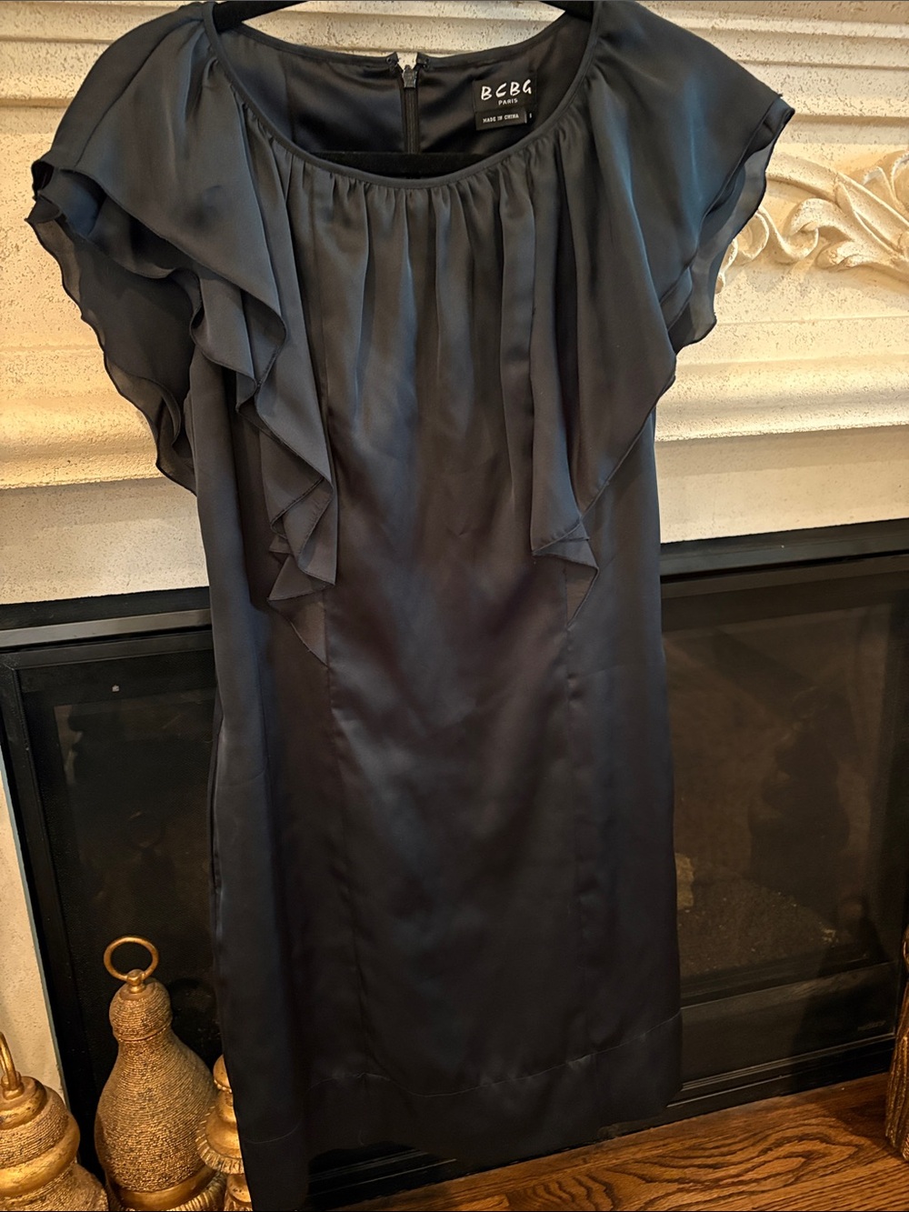 BCBG little black dress with Ruffle Sleeve size small